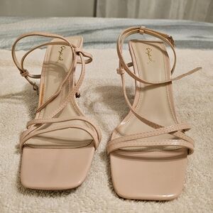 Heels, Strappy, Nude, Qupid: Sz 8
